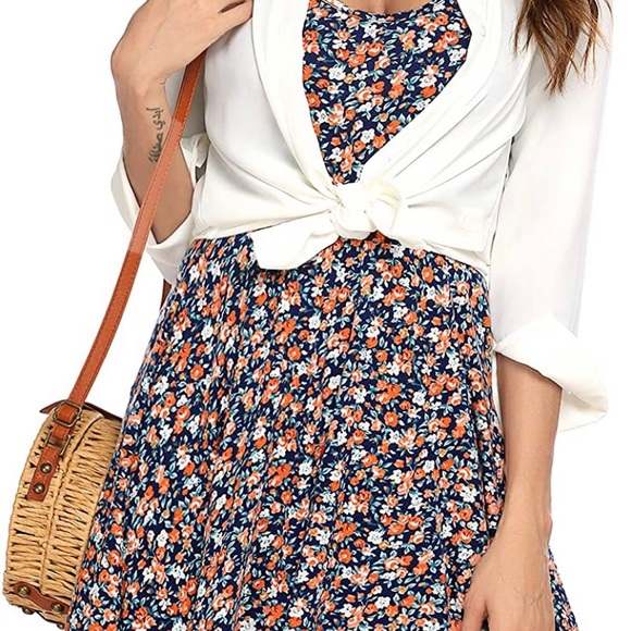 ACEVOG Women’s Spaghetti Strap Floral Skater Dress - Picture 9 of 12